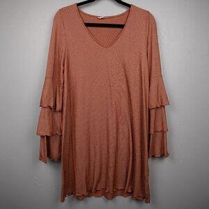 Altar'd State orange tiered bell sleeve tunic dress-M